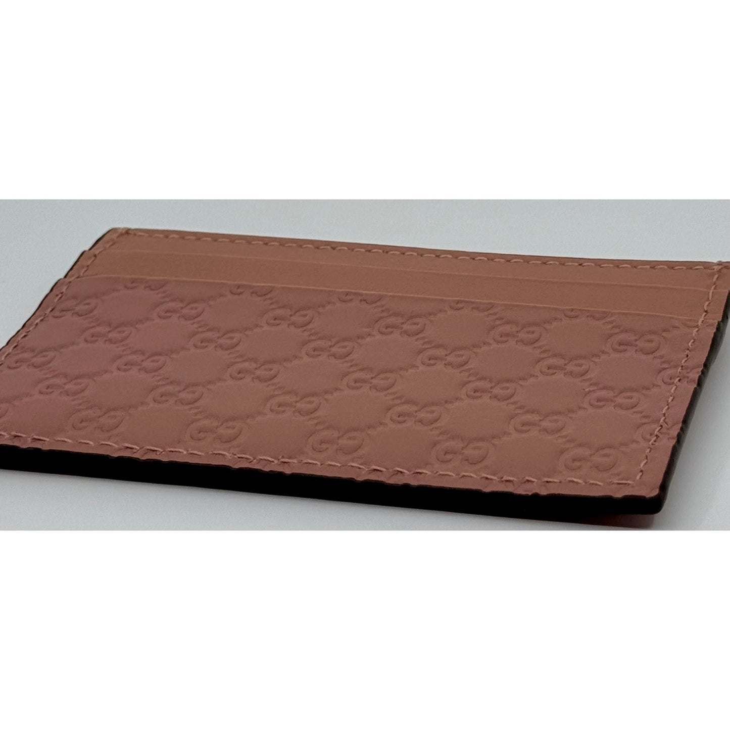 Unused GUCCI Micro Guccissima Soft Pink Leather Card Case Holder