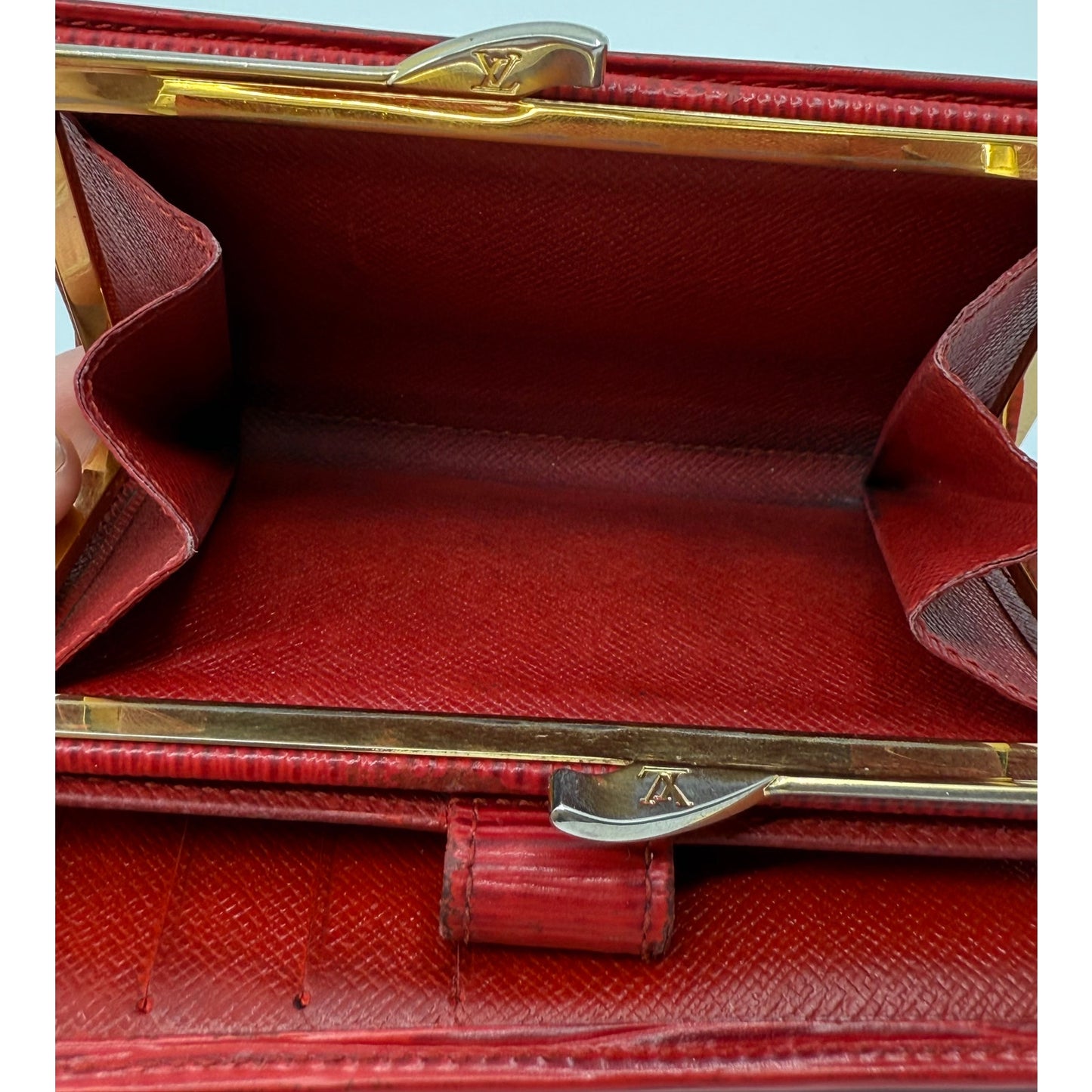 Authentic Louis Vuitton Epi Leather French Purse Wallet in Red