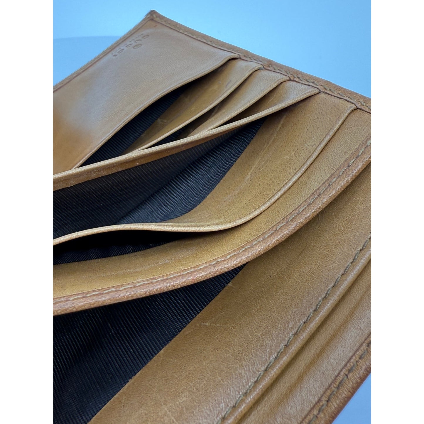 Authentic Gucci Vintage Leather Bifold Wallet with Web Stripe Detail