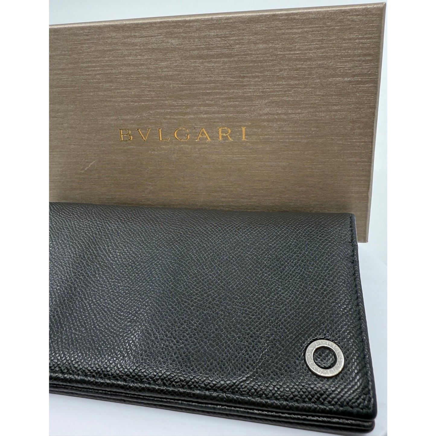 Authentic BVLGARI Serpenti Continental Wallet - Black Leather with Blue Interior