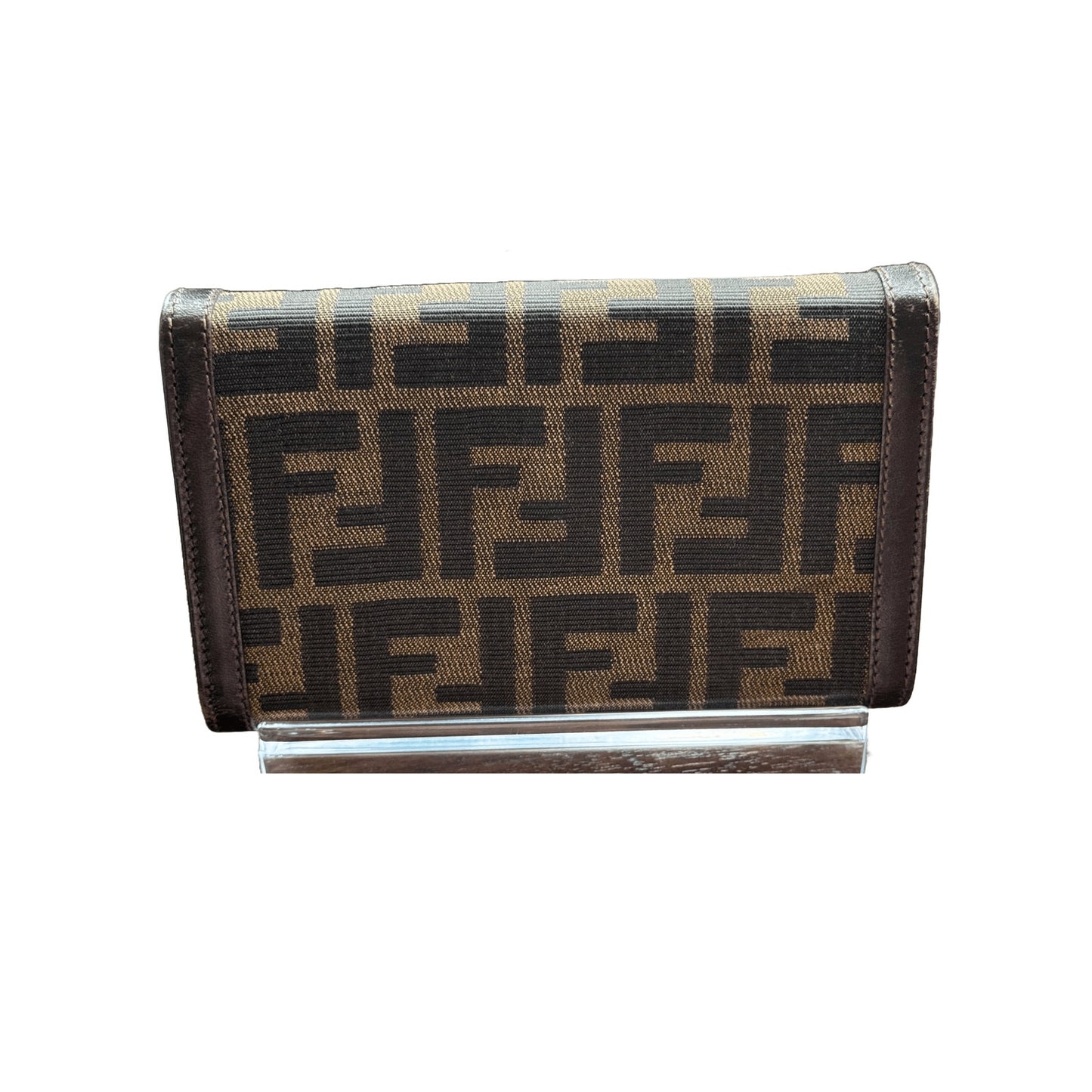 Fendi Zucca Monogram Bifold Wallet - Brown/Black Canvas with Leather Trim
