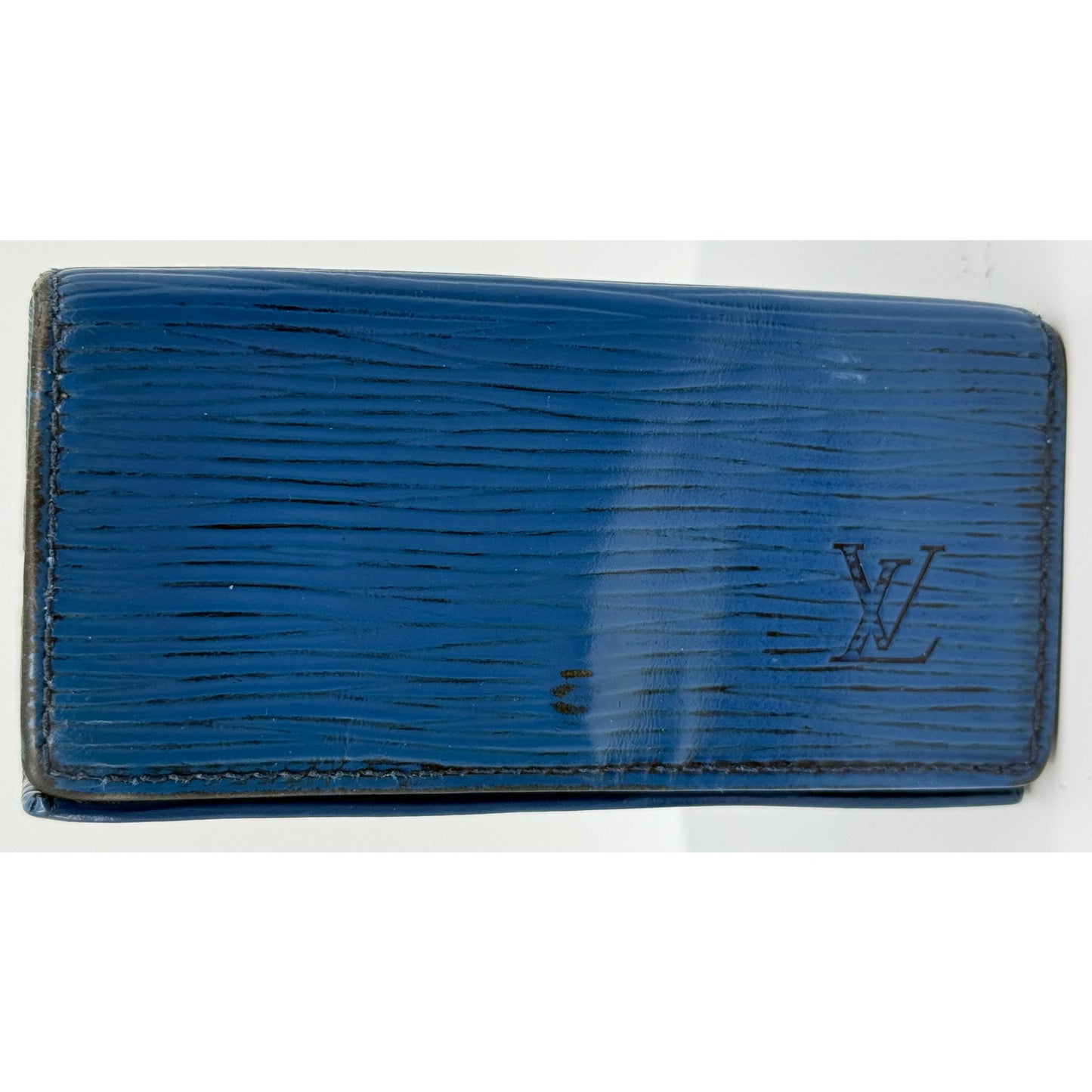 Authentic Louis Vuitton Blue Epi Leather 4-Key Holder - Classic & Functional!