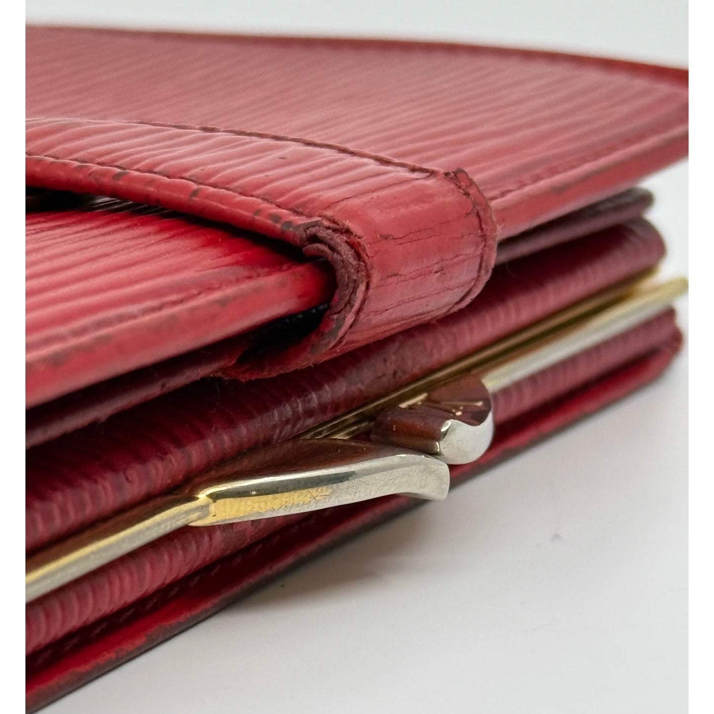 Authentic Louis Vuitton Epi Leather French Purse Wallet in Red