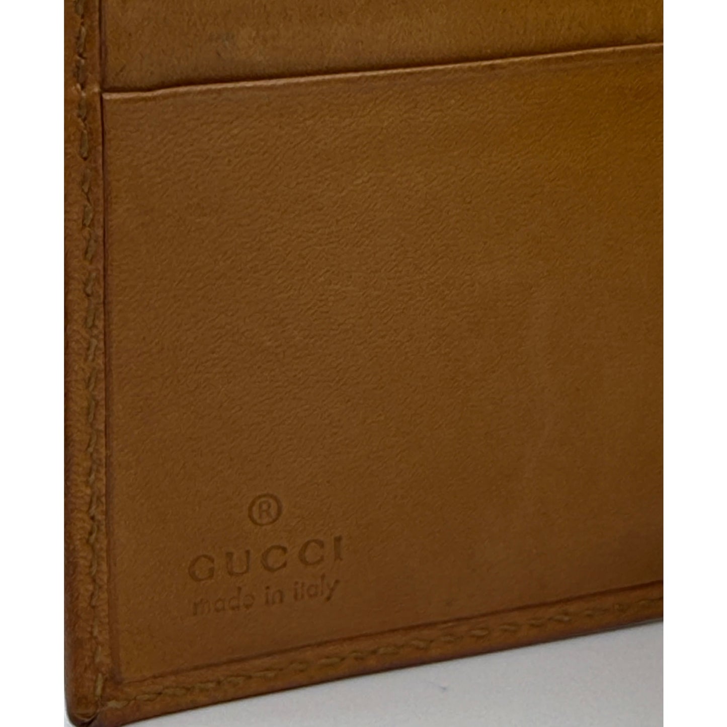 Authentic Gucci Vintage Leather Bifold Wallet with Web Stripe Detail