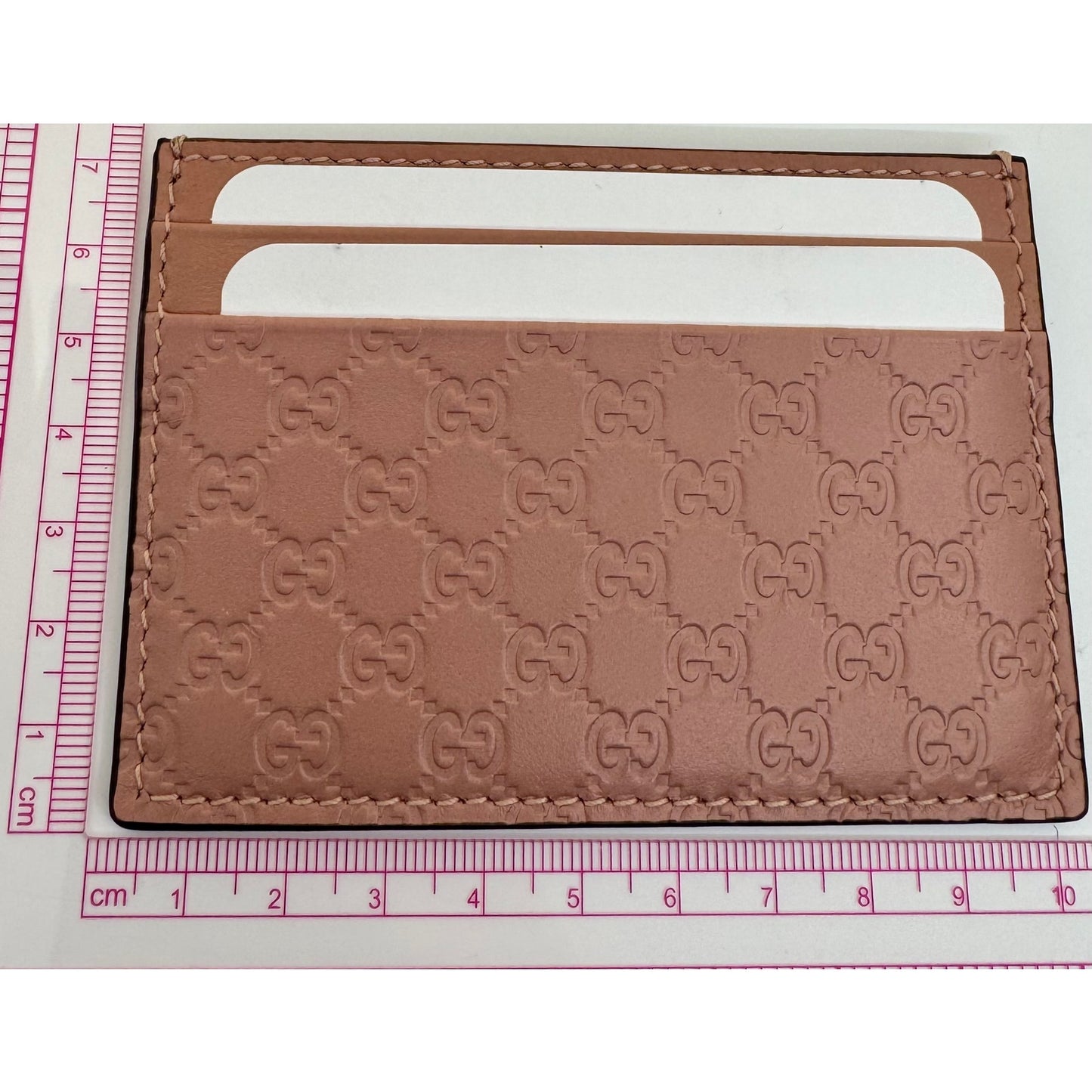 Unused GUCCI Micro Guccissima Soft Pink Leather Card Case Holder