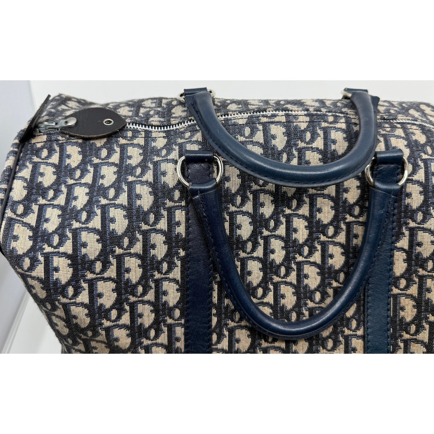 Authentic Vintage Christian Dior Duffle Bag w/ Navy Leather