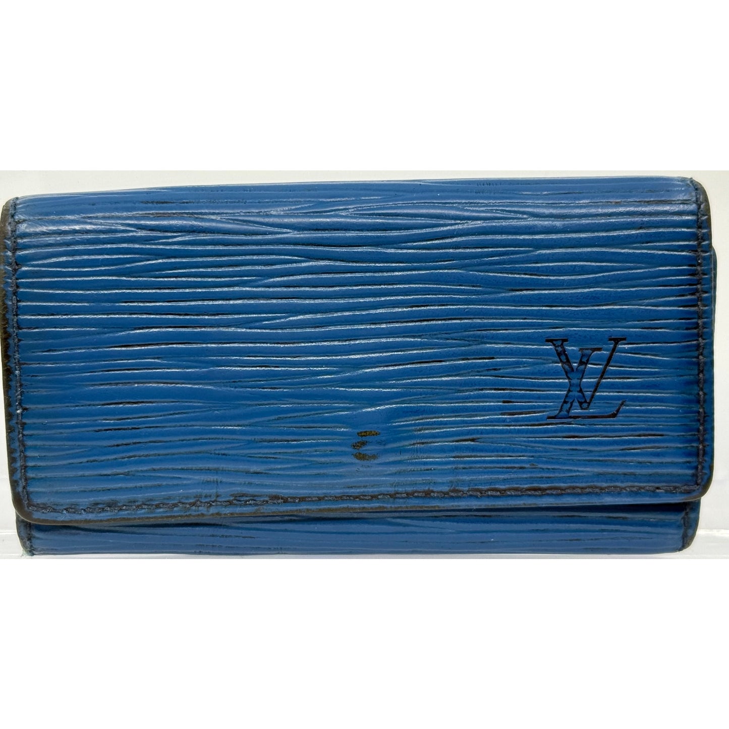 Authentic Louis Vuitton Blue Epi Leather 4-Key Holder - Classic & Functional!