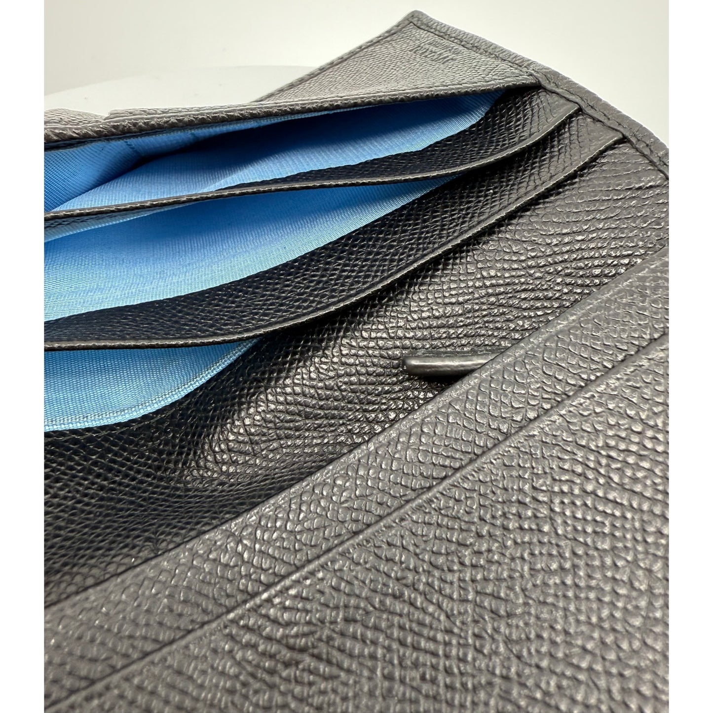 Authentic BVLGARI Serpenti Continental Wallet - Black Leather with Blue Interior