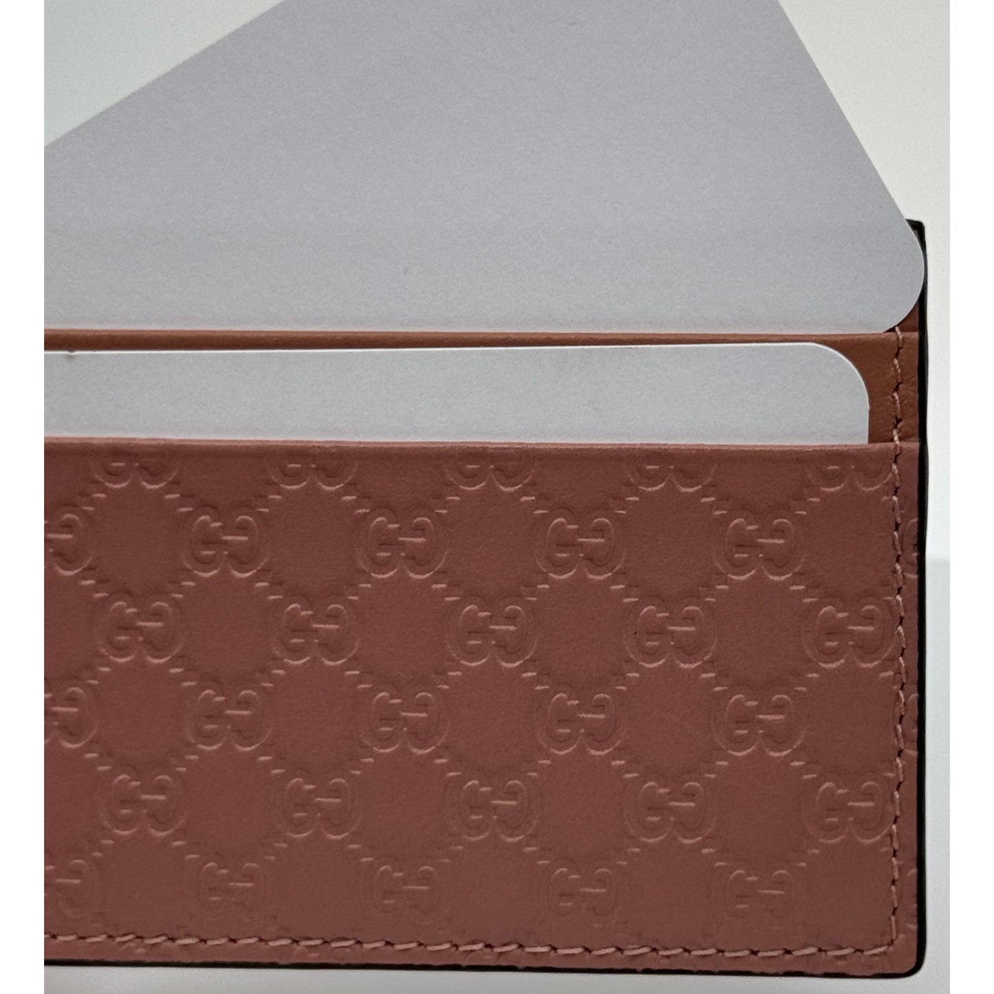 Unused GUCCI Micro Guccissima Soft Pink Leather Card Case Holder