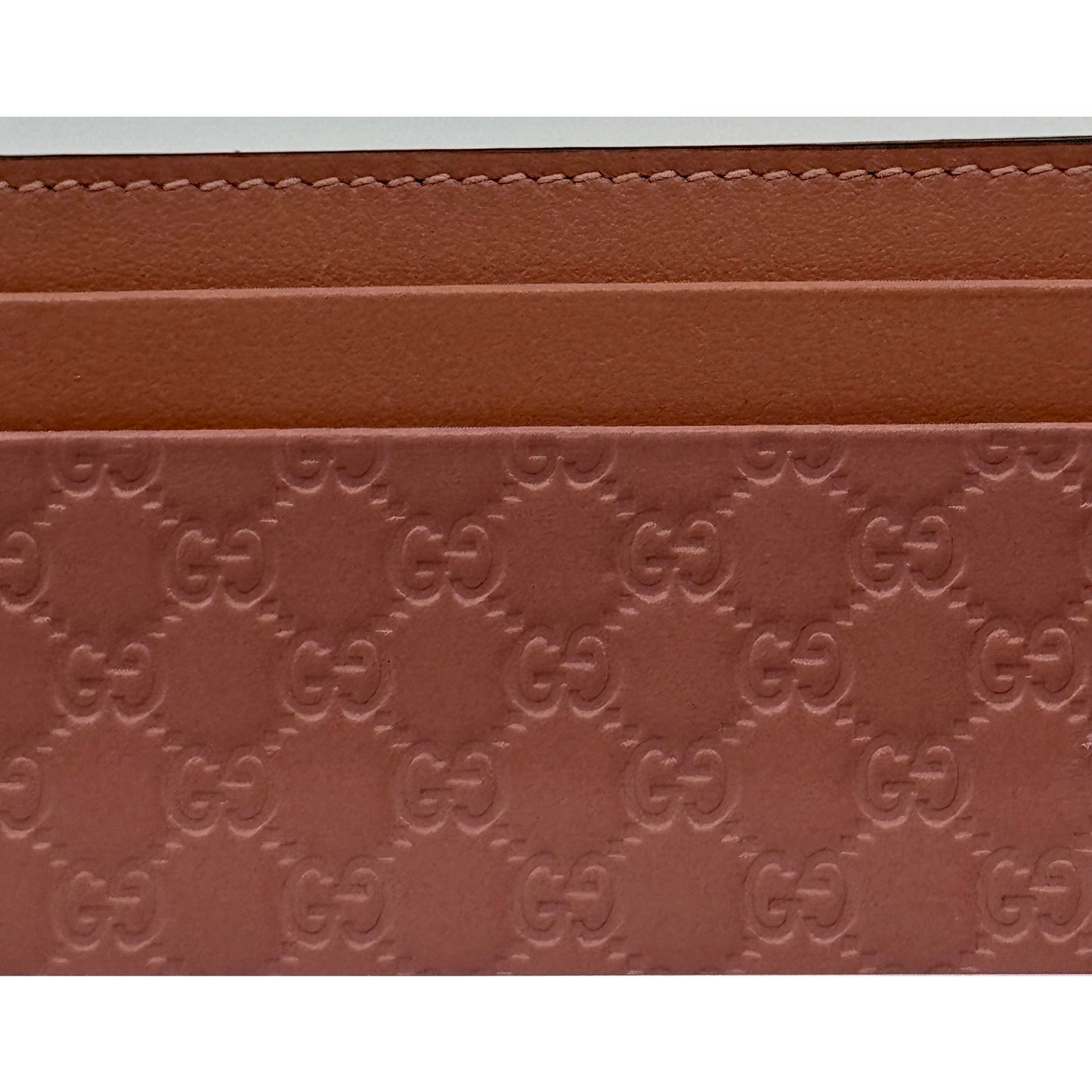 Unused GUCCI Micro Guccissima Soft Pink Leather Card Case Holder