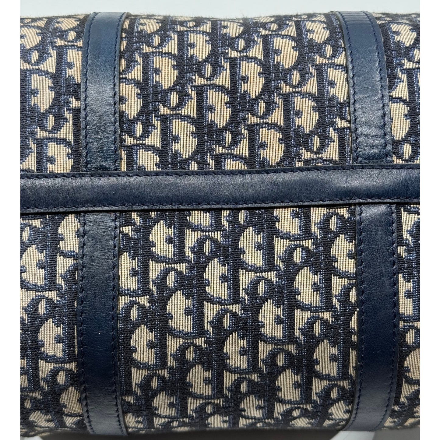 Authentic Vintage Christian Dior Duffle Bag w/ Navy Leather