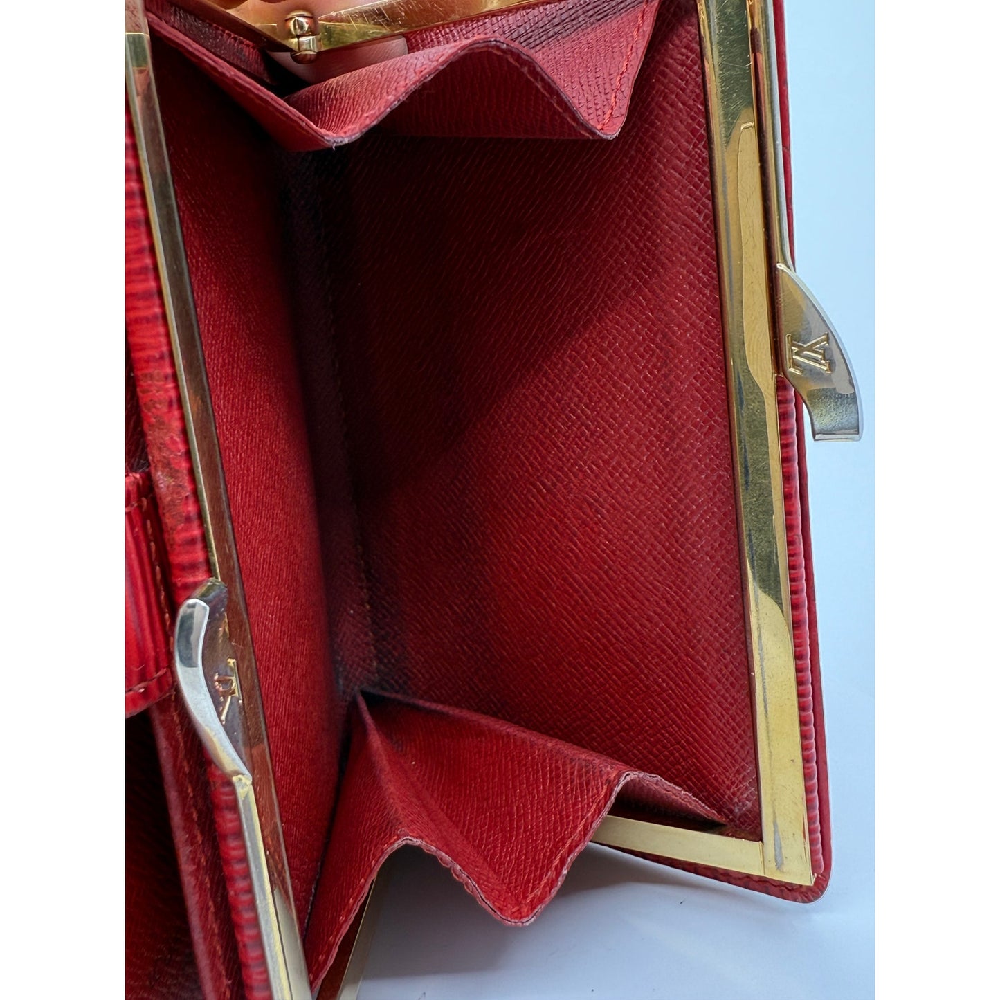 Authentic Louis Vuitton Epi Leather French Purse Wallet in Red
