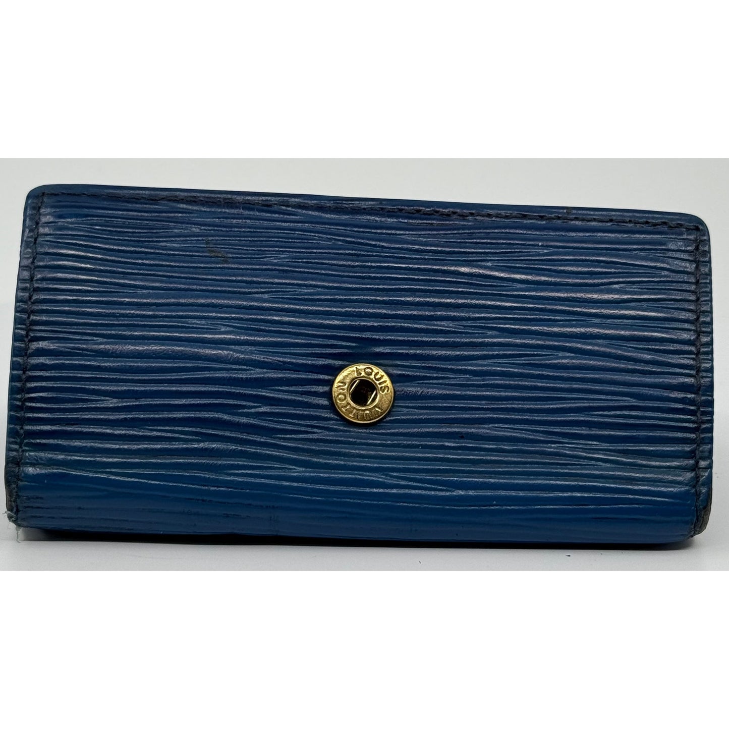 Authentic Louis Vuitton Blue Epi Leather 4-Key Holder - Classic & Functional!