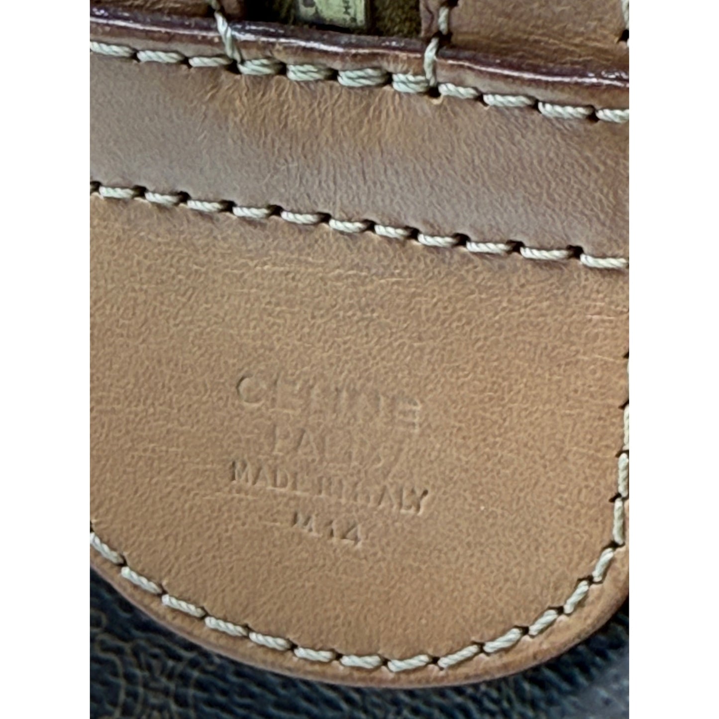 Authentic Celine Macadam Canvas Duffle with Tan Leather Trim