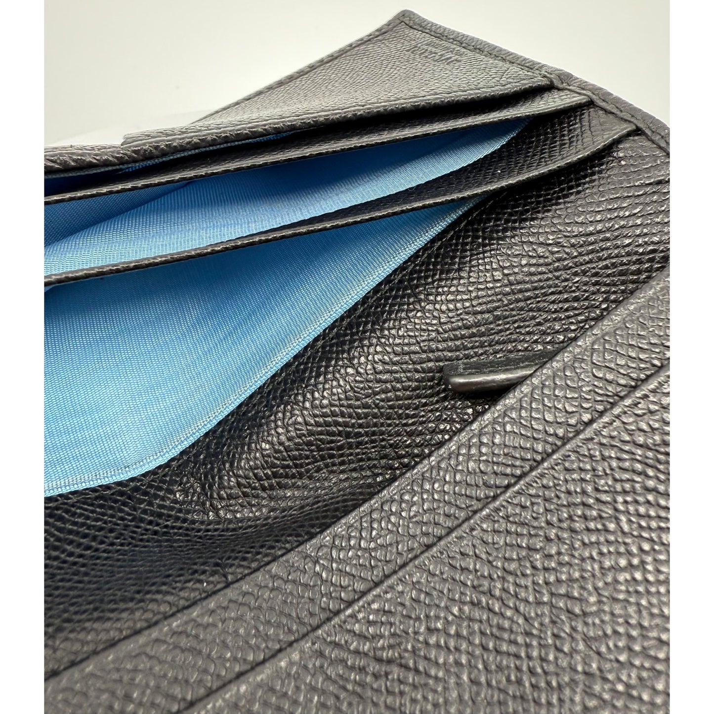 Authentic BVLGARI Serpenti Continental Wallet - Black Leather with Blue Interior