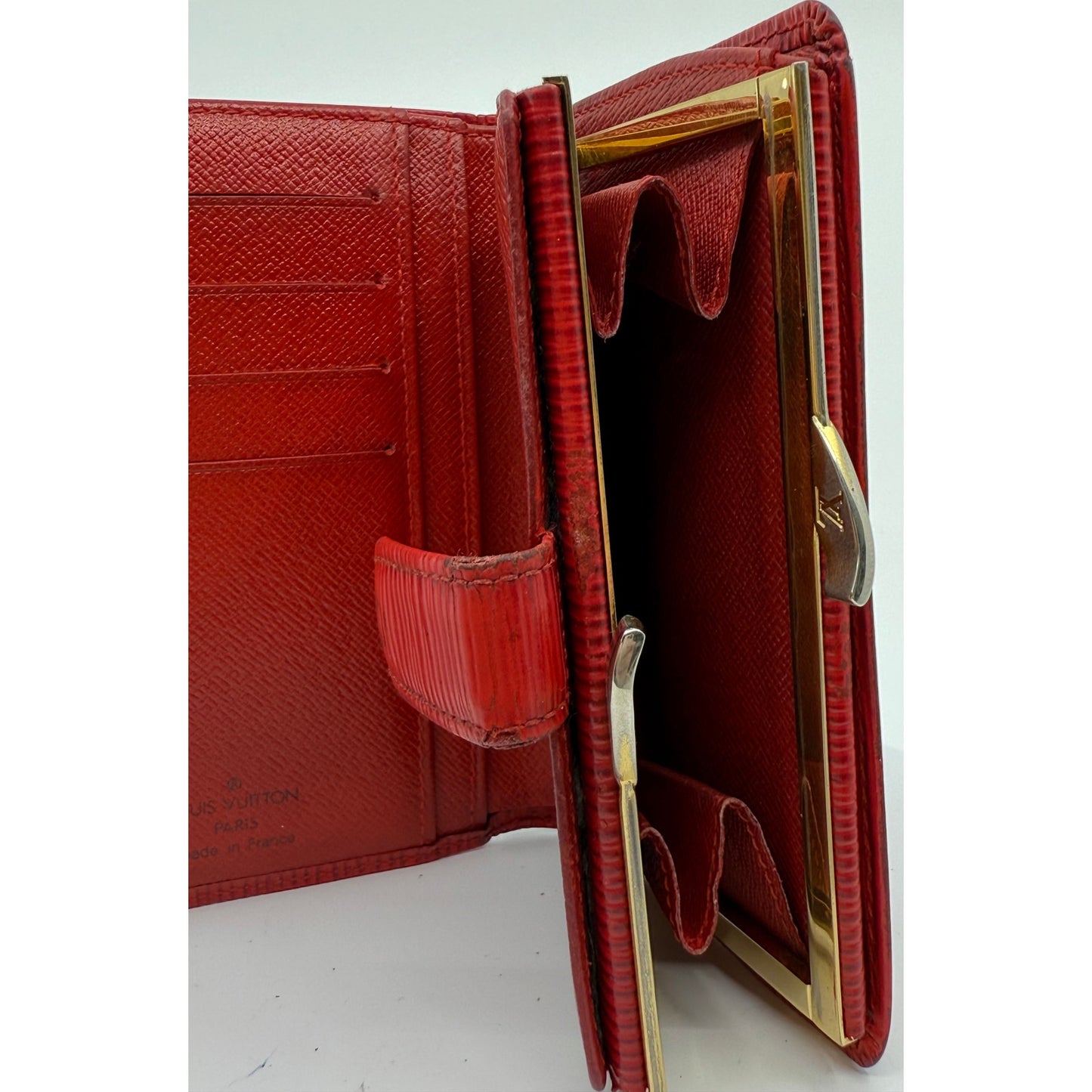 Authentic Louis Vuitton Epi Leather French Purse Wallet in Red
