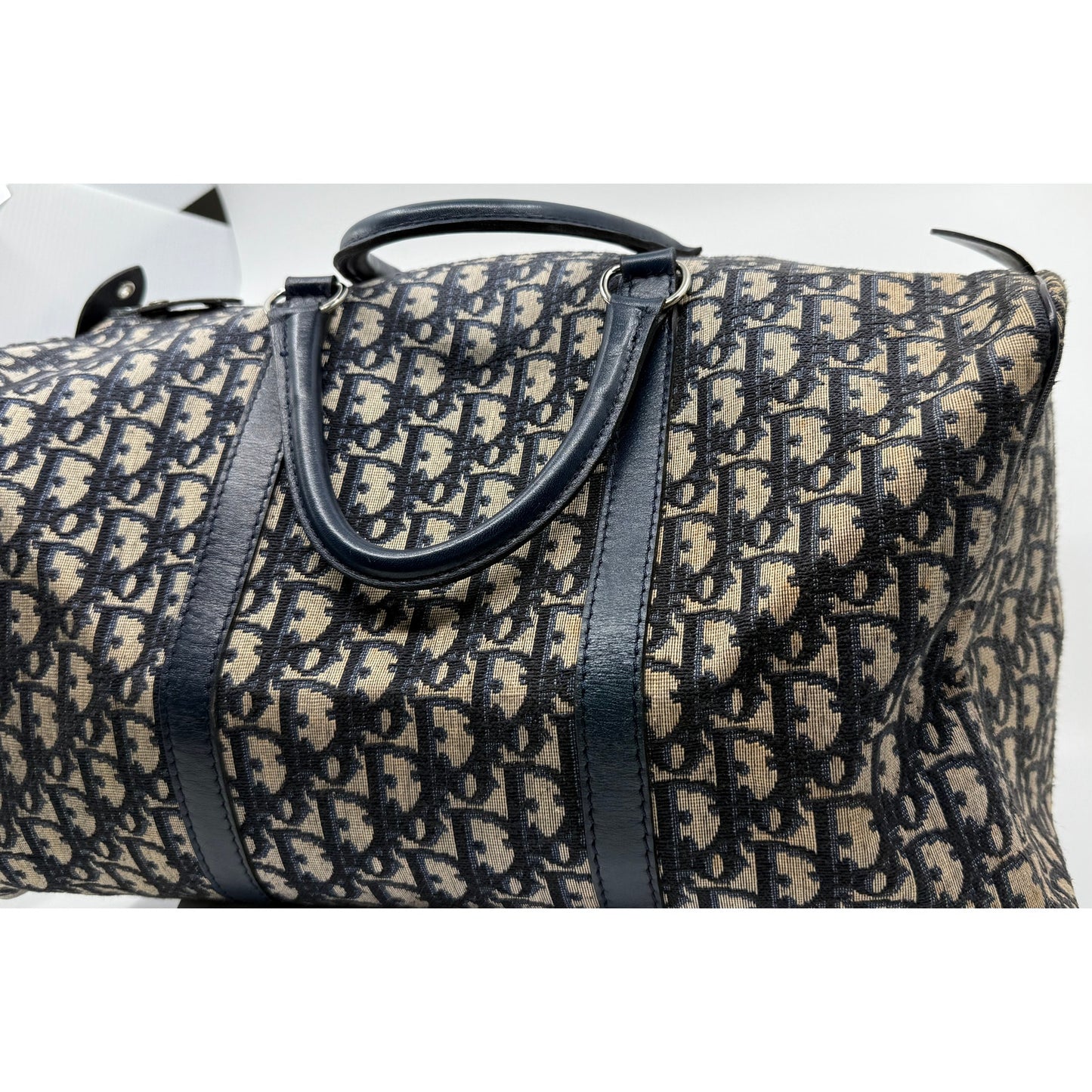 Authentic Vintage Christian Dior Duffle Bag w/ Navy Leather