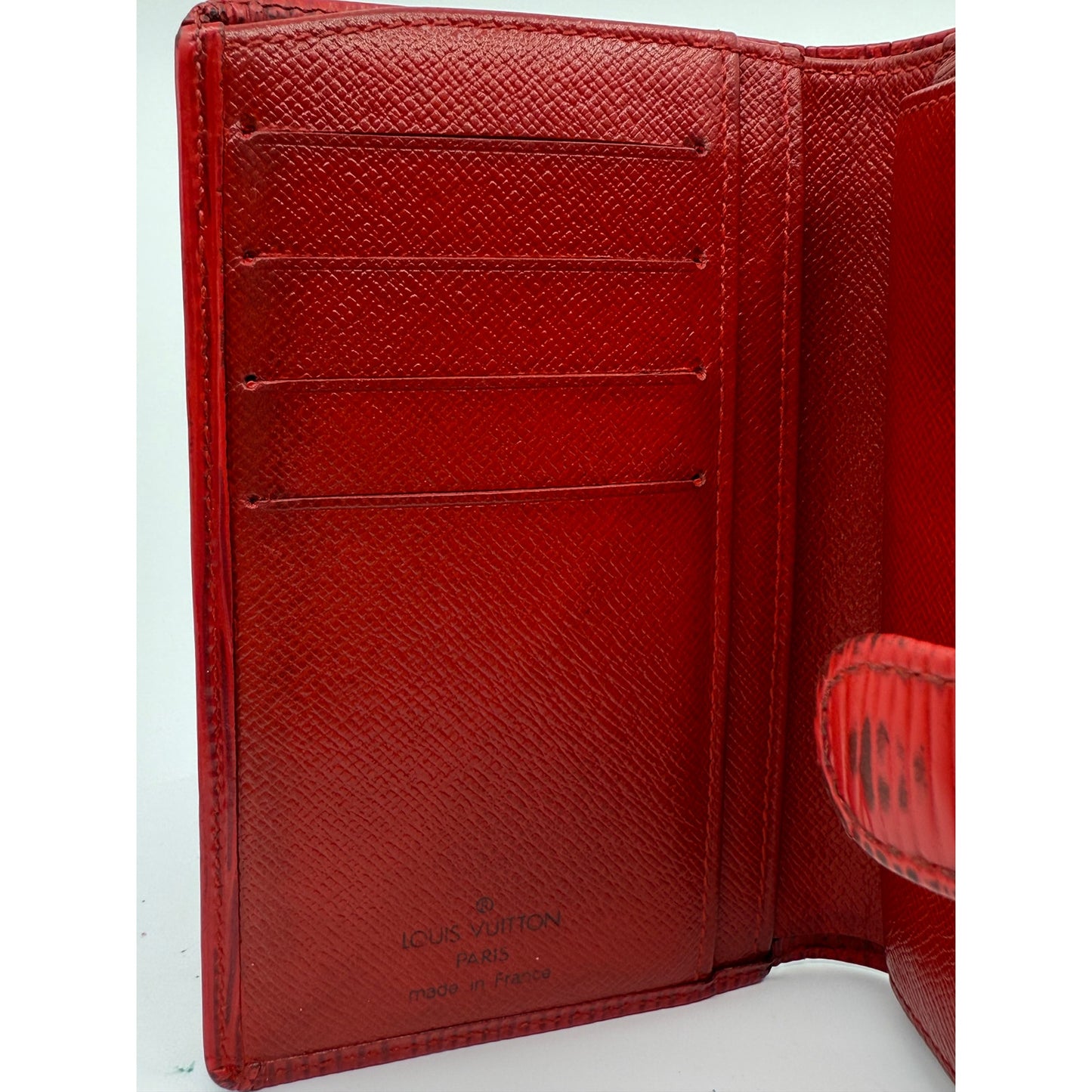 Authentic Louis Vuitton Epi Leather French Purse Wallet in Red