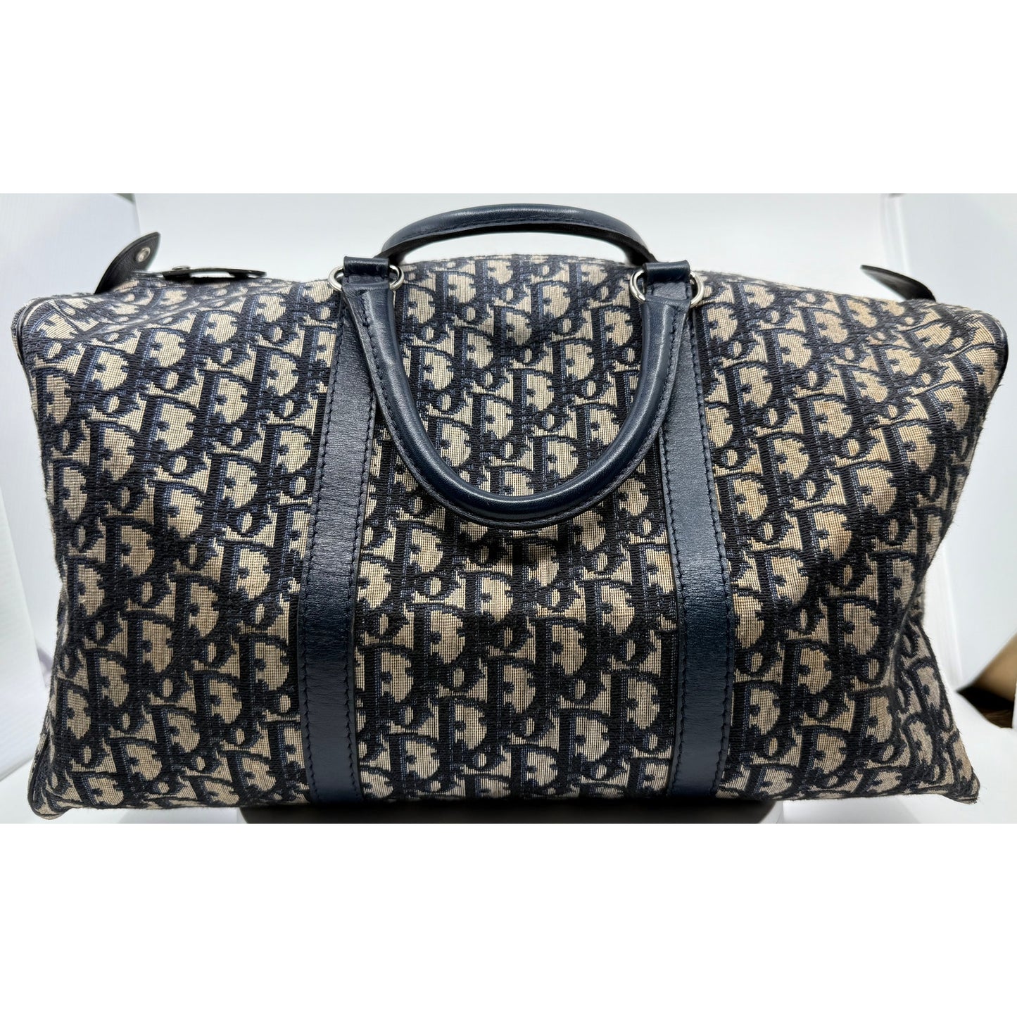 Authentic Vintage Christian Dior Duffle Bag w/ Navy Leather