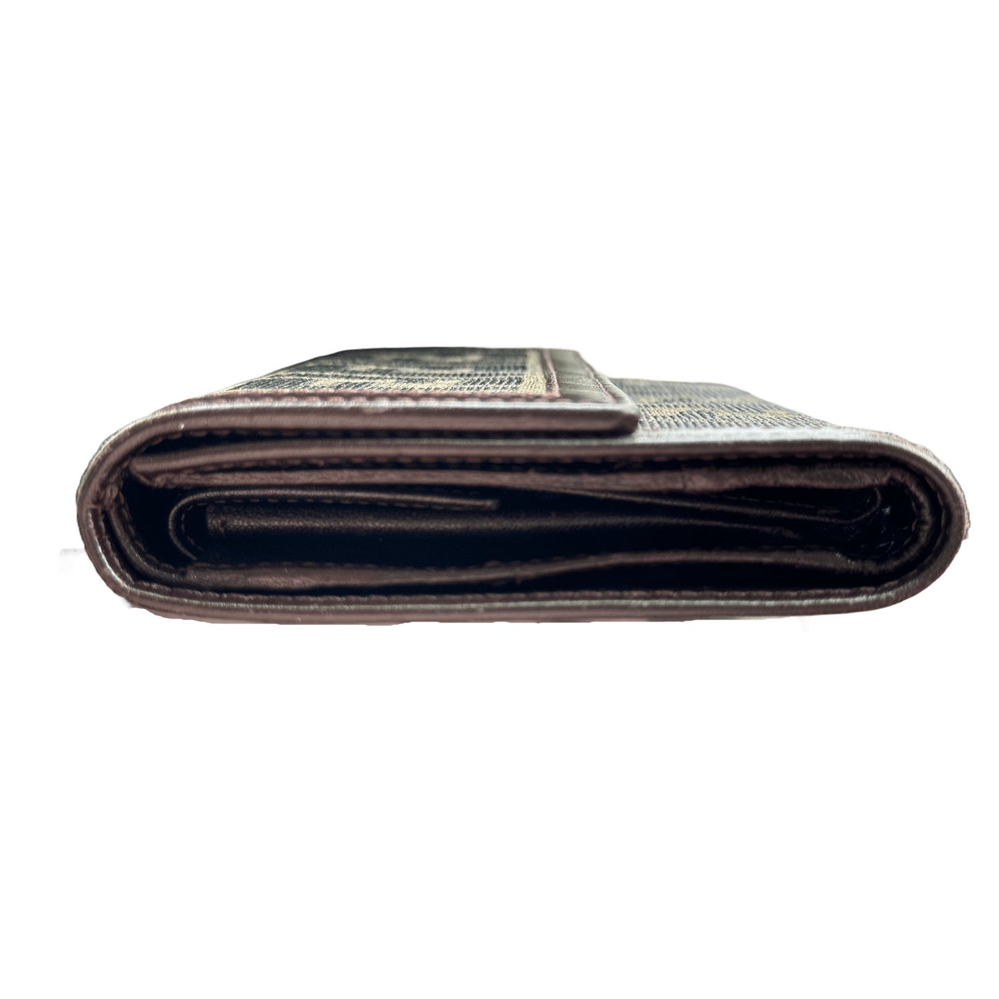 Fendi Zucca Monogram Bifold Wallet - Brown/Black Canvas with Leather Trim