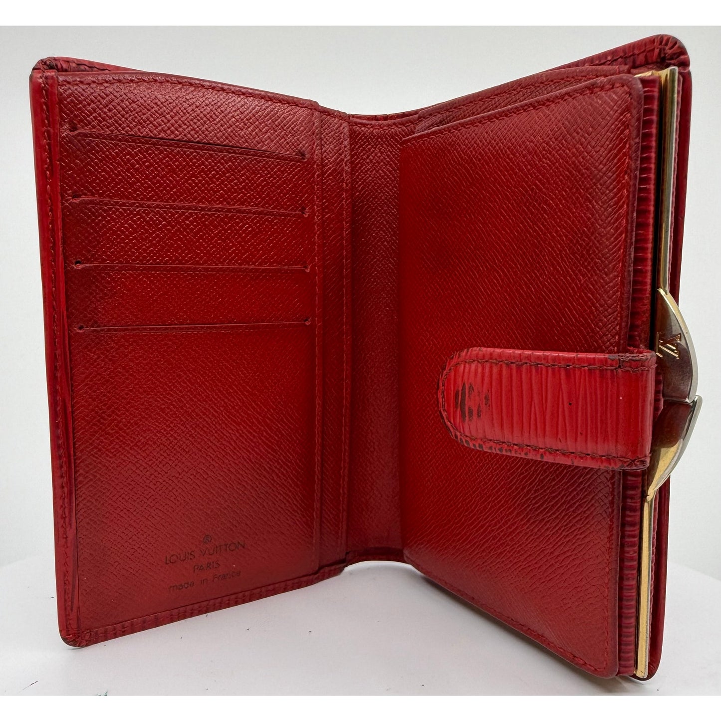 Authentic Louis Vuitton Epi Leather French Purse Wallet in Red