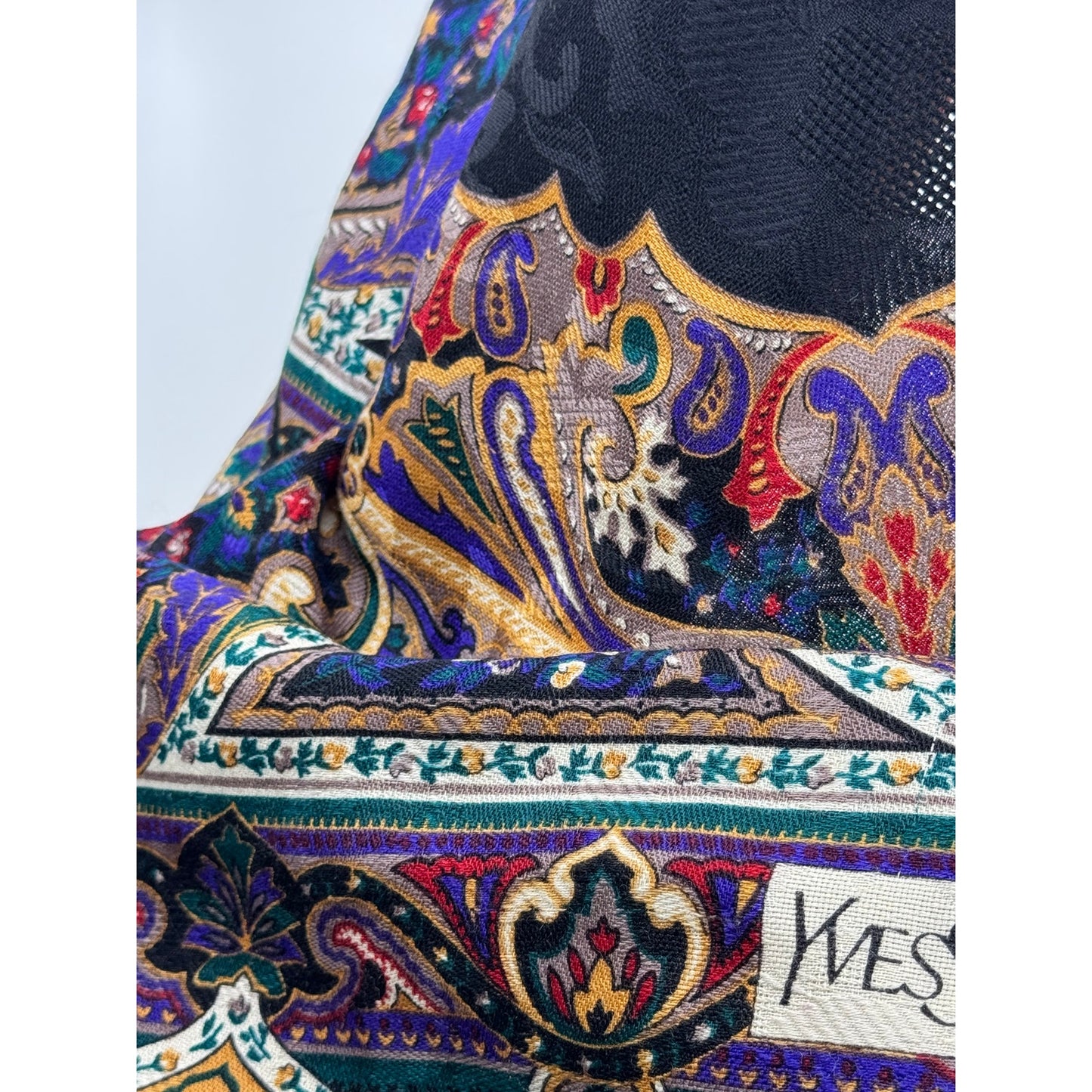 Yves Saint Laurent (YSL) Paisley Pattern Wool-Silk Blend Scarf