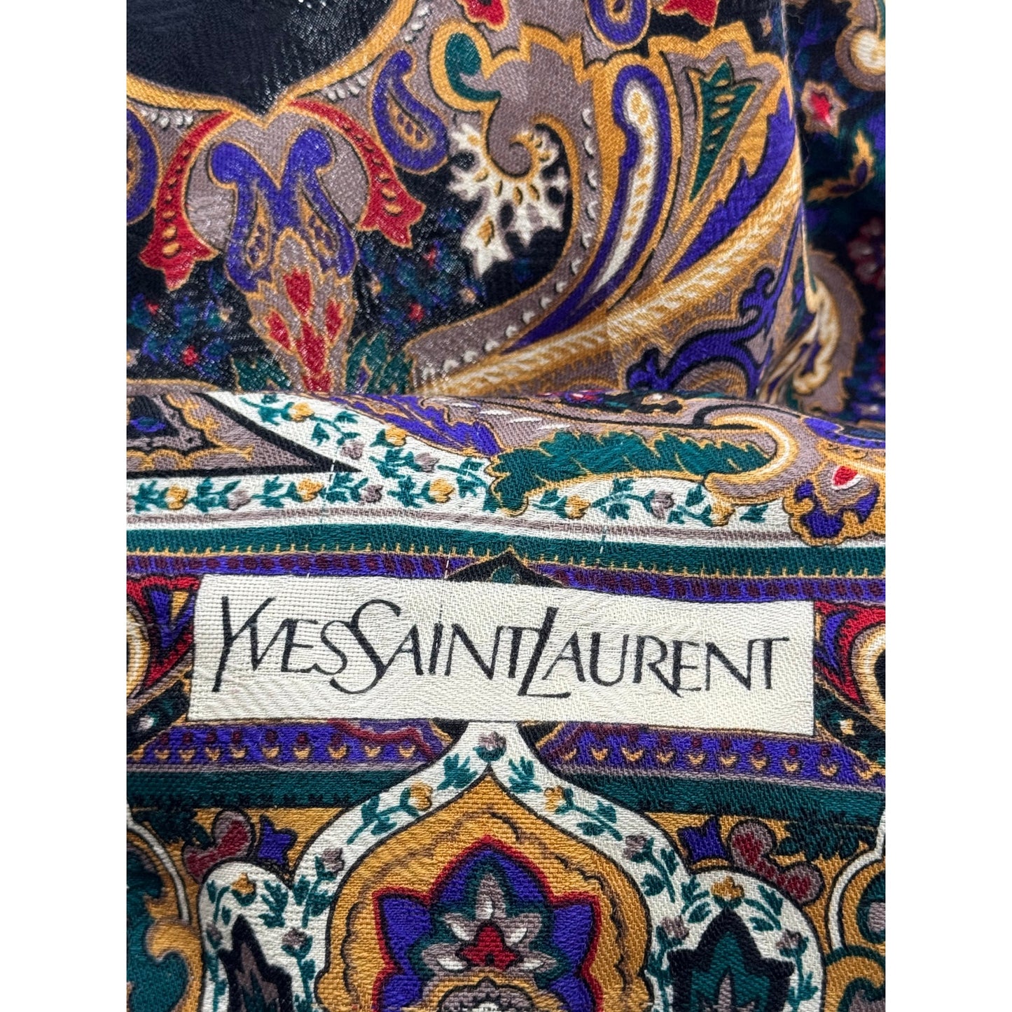 Yves Saint Laurent (YSL) Paisley Pattern Wool-Silk Blend Scarf